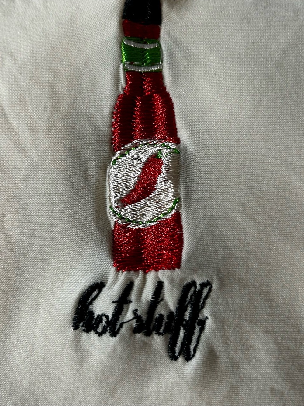 Embroidered Hot Sauce Bottle Wall Art - Red & Green